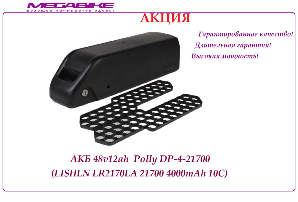 Аккумулятор Li-ion 48v12ah LR2170LA в боксе Polly DP4-21700