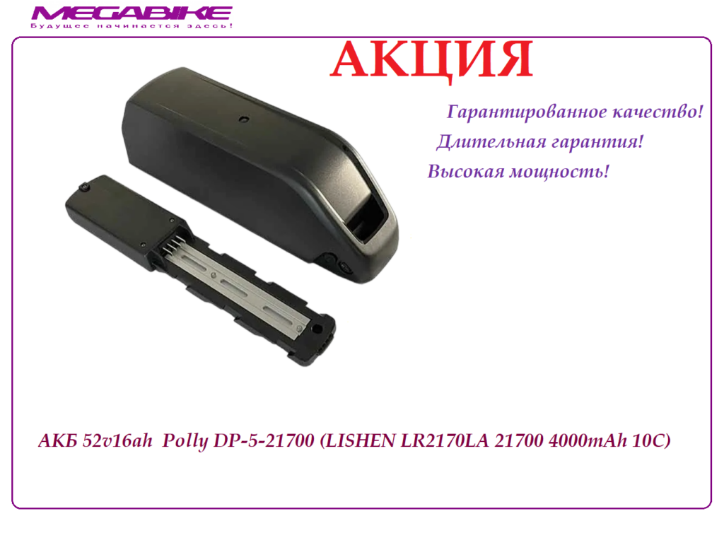 Аккумулятор Li-ion 52v16ah LR2170LA в боксе Polly DP5-21700